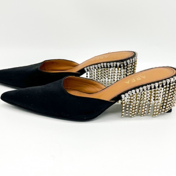 AREA NYC Crystal Fringe Kitten Party Heel Size 6 - Picture 7 of 7